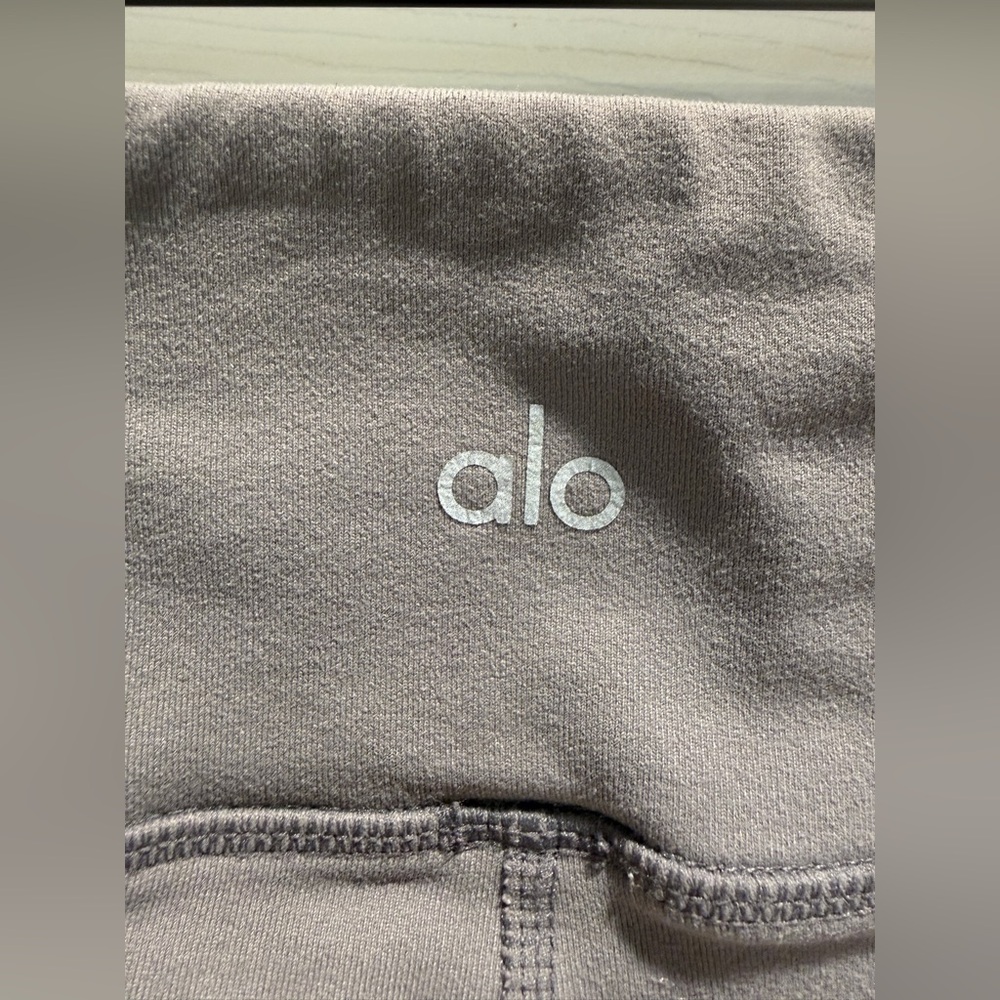 Alo Yoga Moto Leggings High Waist Ribbed Panel Gray-Size Large - Picture 5 of 9